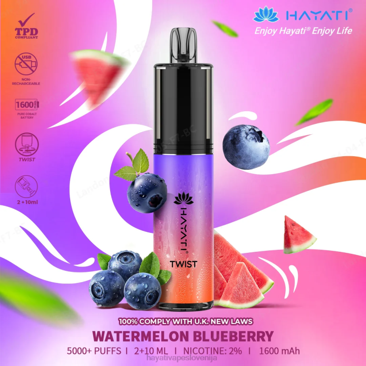 Hayati vape review - Hayati Twist za enkratno uporabo lubenica borovnica NNNF88